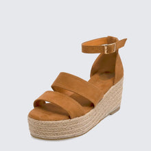 Load image into Gallery viewer, No Sacrifice Platform Wedge Sandal - Light Brown - Moon Blossom Boutique
