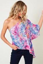 Load image into Gallery viewer, Fun Edgy Colorful Asymmetrical Blouse - Moon Blossom Boutique
