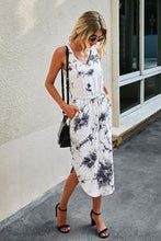 Load image into Gallery viewer, Tie Dye Midi V Neck Dress With Drawstring - Moon Blossom Boutique
