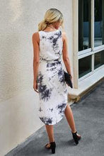 Load image into Gallery viewer, Tie Dye Midi V Neck Dress With Drawstring - Moon Blossom Boutique
