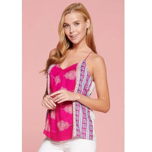 Load image into Gallery viewer, Pink Boho Print Tank Top with Racer Back - Moon Blossom Boutique
