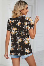 Load image into Gallery viewer, Floral Print Embroidered V-Neck Tee
