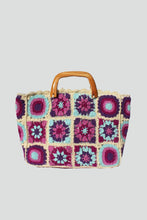 Load image into Gallery viewer, Bersama/Kenta Color Block Crochet Top Handle Tote - Moon Blossom Boutique
