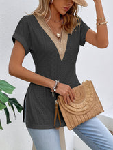 Load image into Gallery viewer, Chic Sophistication Eyelet V-Neck Blouse
