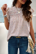 Load image into Gallery viewer, Smocked Floral Print Cap Sleeve Blouse
