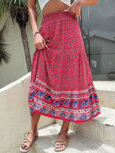 Load image into Gallery viewer, Boho Print Tiered High Waist Skirt
