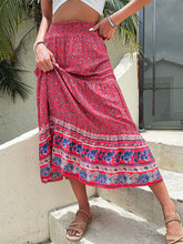 Load image into Gallery viewer, Boho Print Tiered High Waist Skirt
