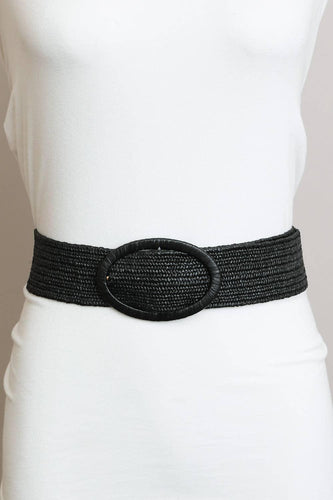 Black Raffia Oval Buckle Belt - Moon Blossom Boutique