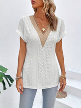 Load image into Gallery viewer, Chic Sophistication Eyelet V-Neck Blouse
