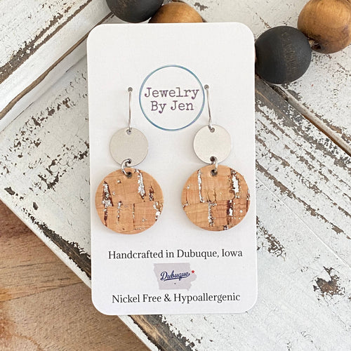 Silver Accented Cork Earings - Moon Blossom Boutique