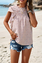 Load image into Gallery viewer, Smocked Floral Print Cap Sleeve Blouse
