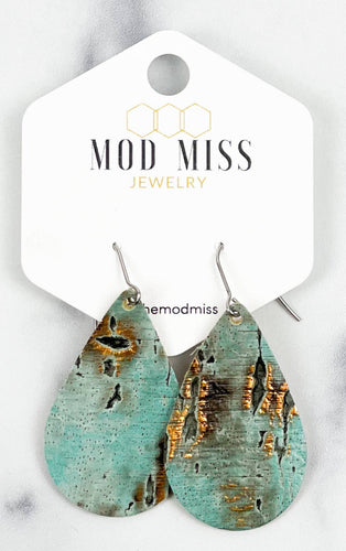 Leather Teardrop Earring ''Wildwood Turquoise'' - Moon Blossom Boutique